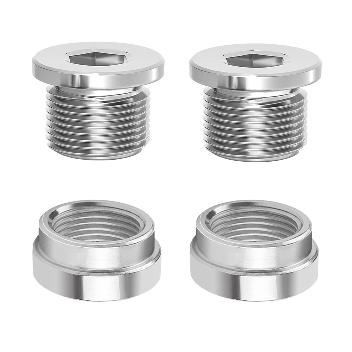 Sunxeke 2 Pairs Sensor Bung,304 Stainless Steel M18 X 1.5 Sensor Mounting Bungs and Plugs,Universal Fit for Fuel Ratio Meter,Mot