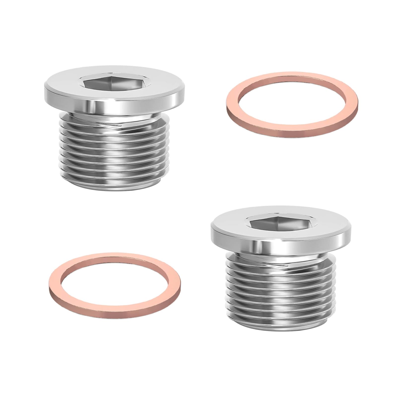 Sunxeke M18 x 1.5 Sensor Plug Standard with Inner Hex Head,304 Stainless Steel Universal Fit with Red Copper O-Ring for Motorbik