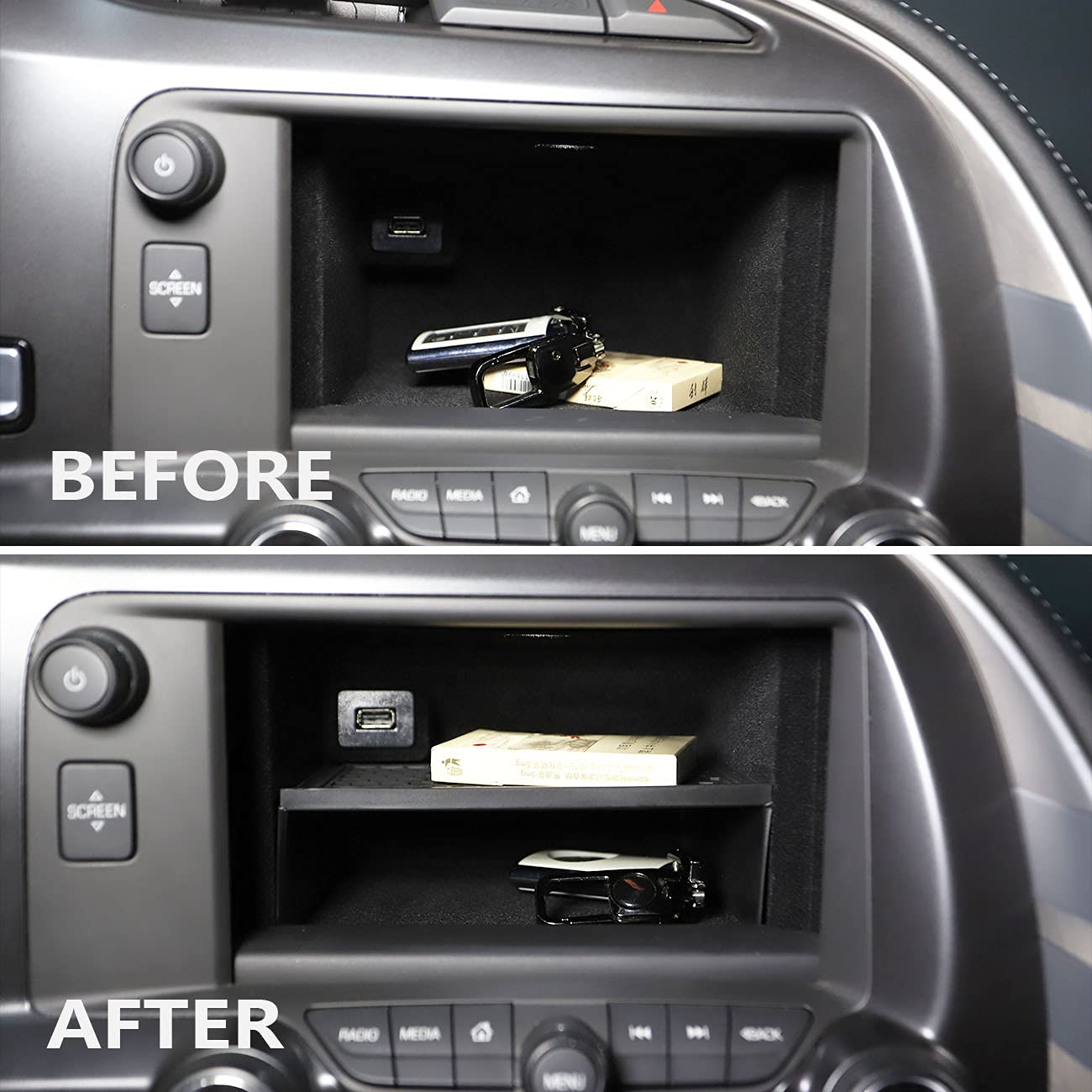 Dashboard Display Storage Bin Tray Holder Compatible For C7 Corvette Stingray Chevrolet 2014-2019 /Z06/Grand Sport 2014+
