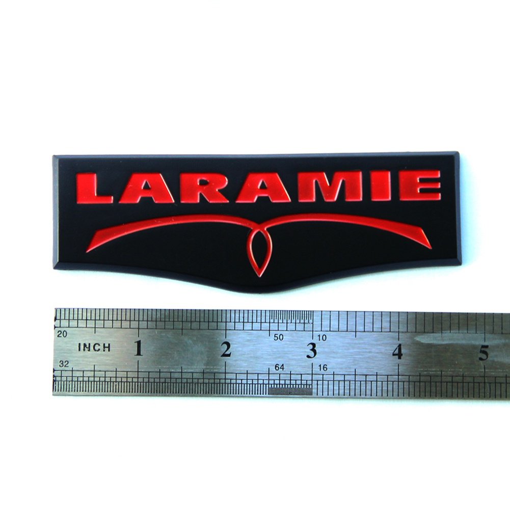 1Pc Oem Laramie Tailgate Emblem Badge 3D Laramie Nameplate Replacement For 1500 2500 3500 Black Red