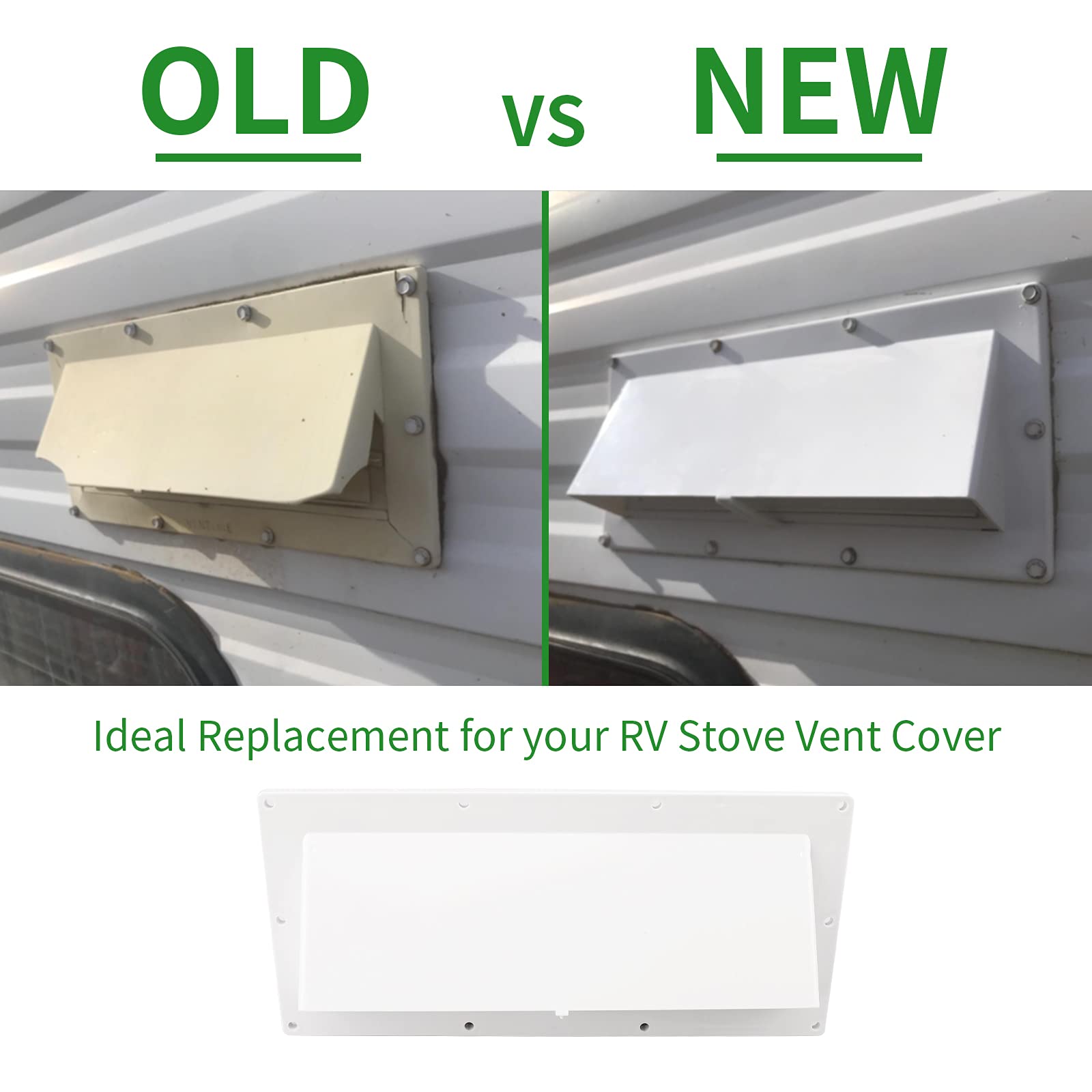 Rvguard Rv Range Hood Exhaust Vent Cover White For Motorhome Trailer (Include 10Pcs Screws)