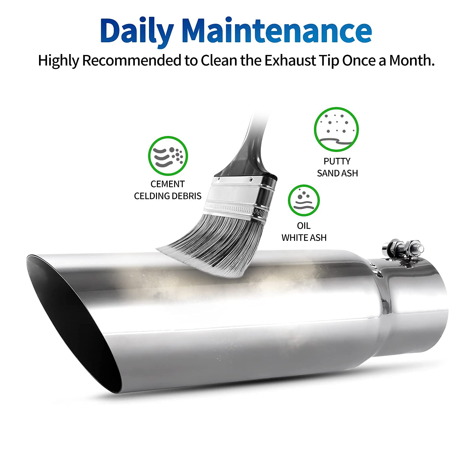 AUTOSAVER88 2.75 Inch Inlet Exhaust Tip, 2.75'' Inlet 3.5'' Outlet 12'' Overall Length Stainless Steel Exhaust Tail Tip for 2 3/