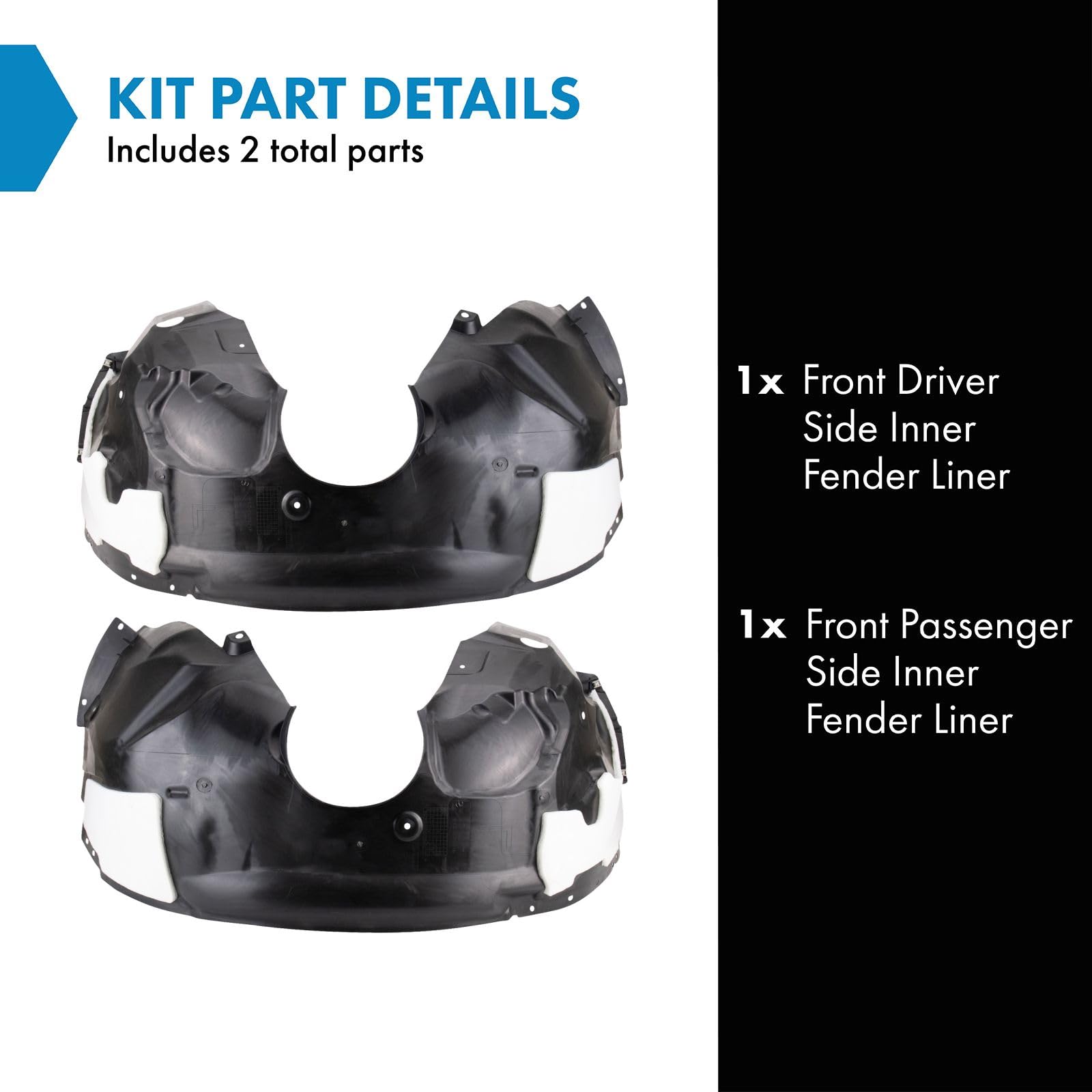 Trq Front Inner Fender Liner Set Compatible With 2015-2018 Ford Edge Fo1248177 Fo1249177