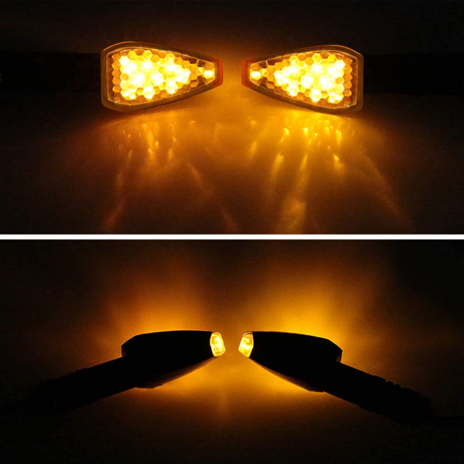 4 Pieces Motorcycle Turn Signal Lights Indicators Flowing 14 Led 12V Motorbike Led Blinker Amber Lamp Mini Stalk Arrow Front Rea