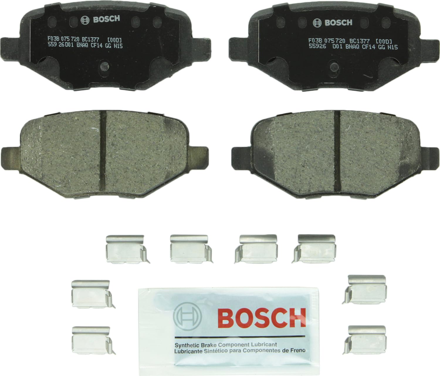 BOSCH BC1377 QuietCast Premium Ceramic Disc Brake Pad Set - Compatible With Select Ford Edge, Explorer, Flex, Taurus, Police Int