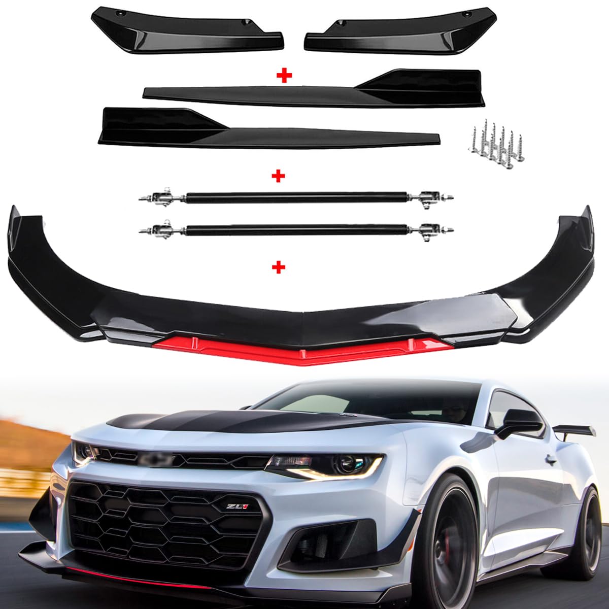 Gloss Black Bumper Lip Spoiler Splitter Fit for 1997-2002 2010-2021 Chevy Camaro WBCARB0CR69CW5Z