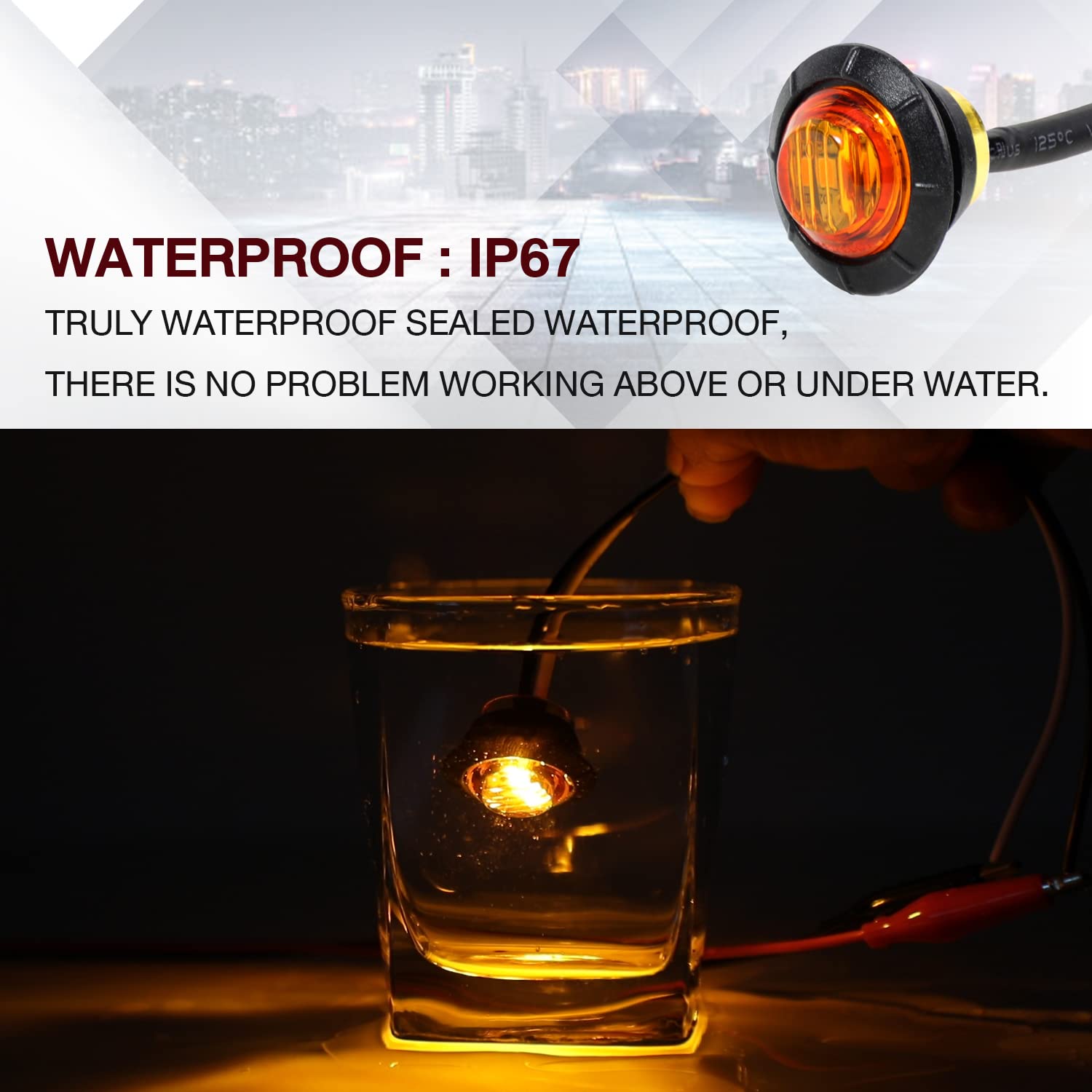 Tmh (Pack Of 100 3/4 Inch Mount Amber Led Clearance Button Marker Lights Side Led Marker Lights For Trailer Truck Rv Car Bus Van