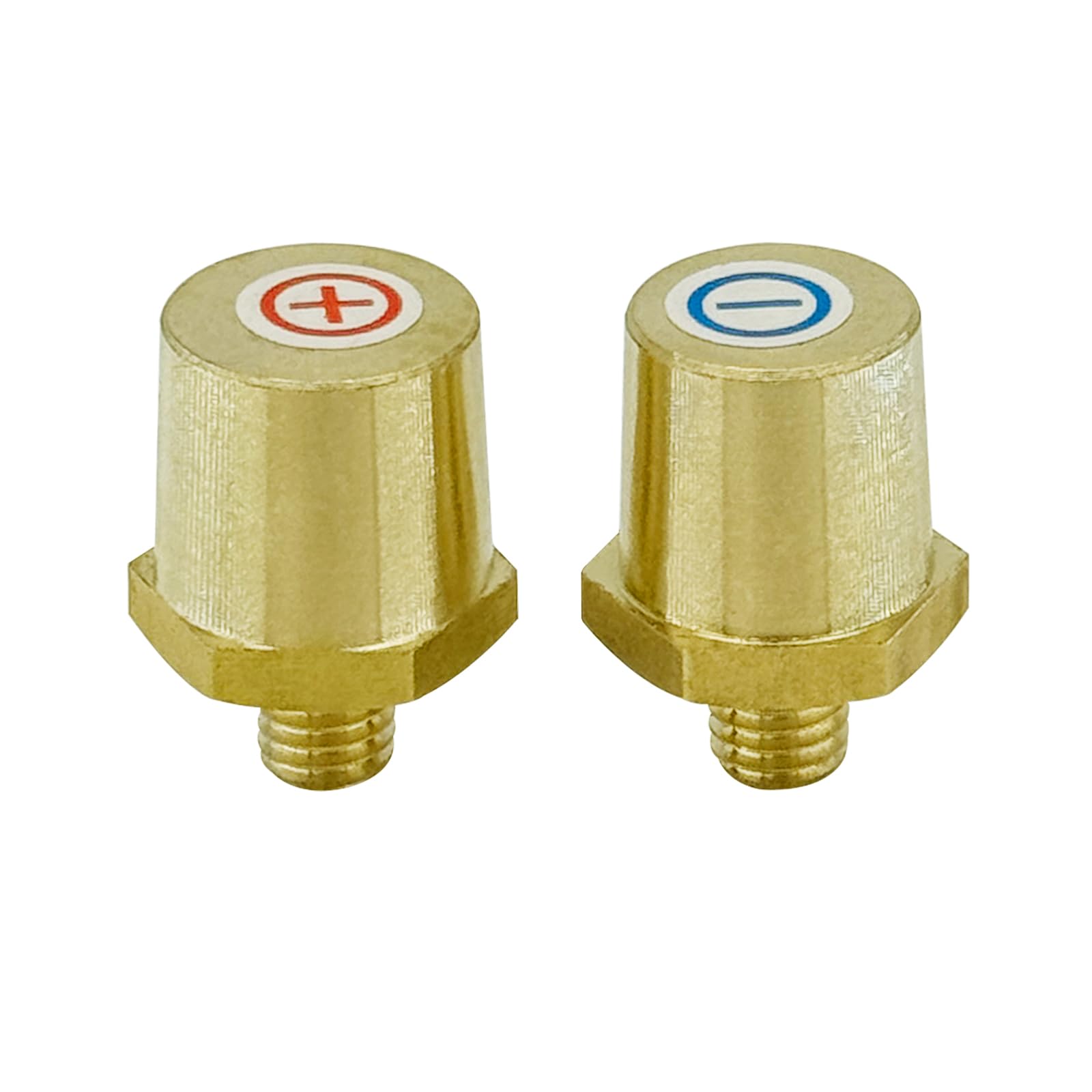 Ampper M8 Thread Male Brass Battery Terminal Charging Posts, M8 Battery Post Adapter (+/-) For Extension, Pack Of 2