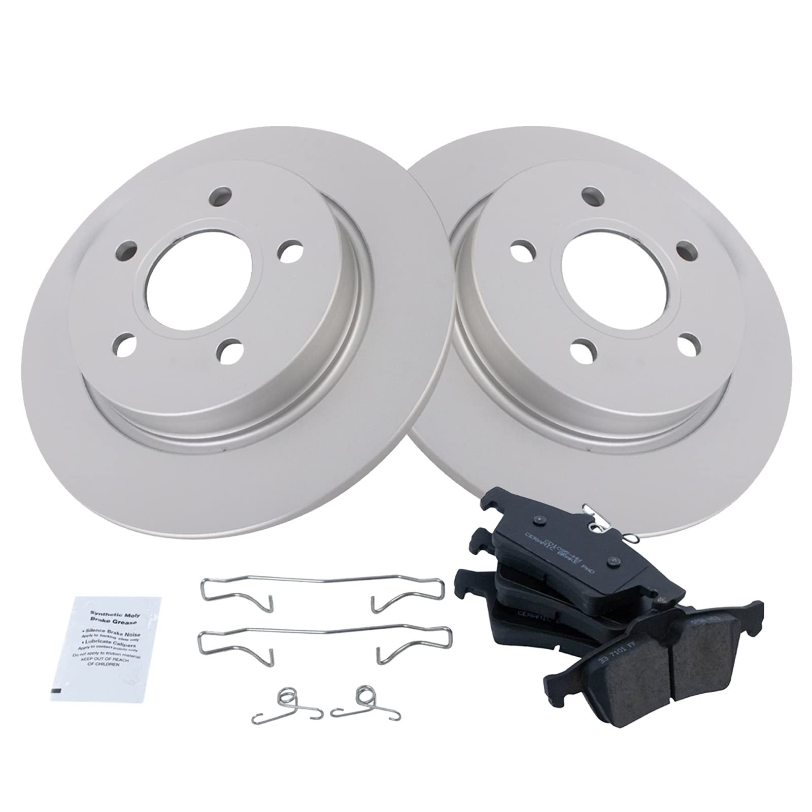Trq Rear Brake Pad & Rotor Kit Brake Pads Brake Rotor Ceramic Premium G-Coated Compatible With 2012-2018 Ford Focus