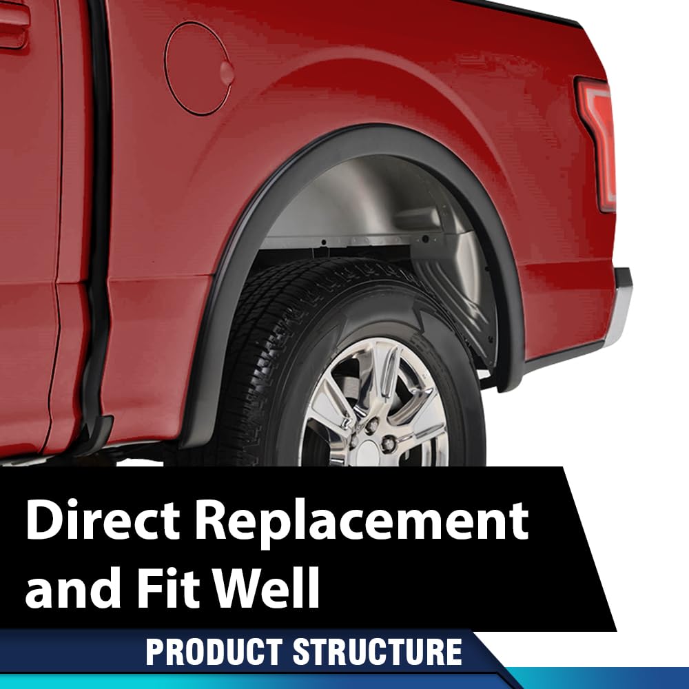 PIT66 Fender Flares Black Factory Style Compatible with Ford F150 2015-2017 Styleside