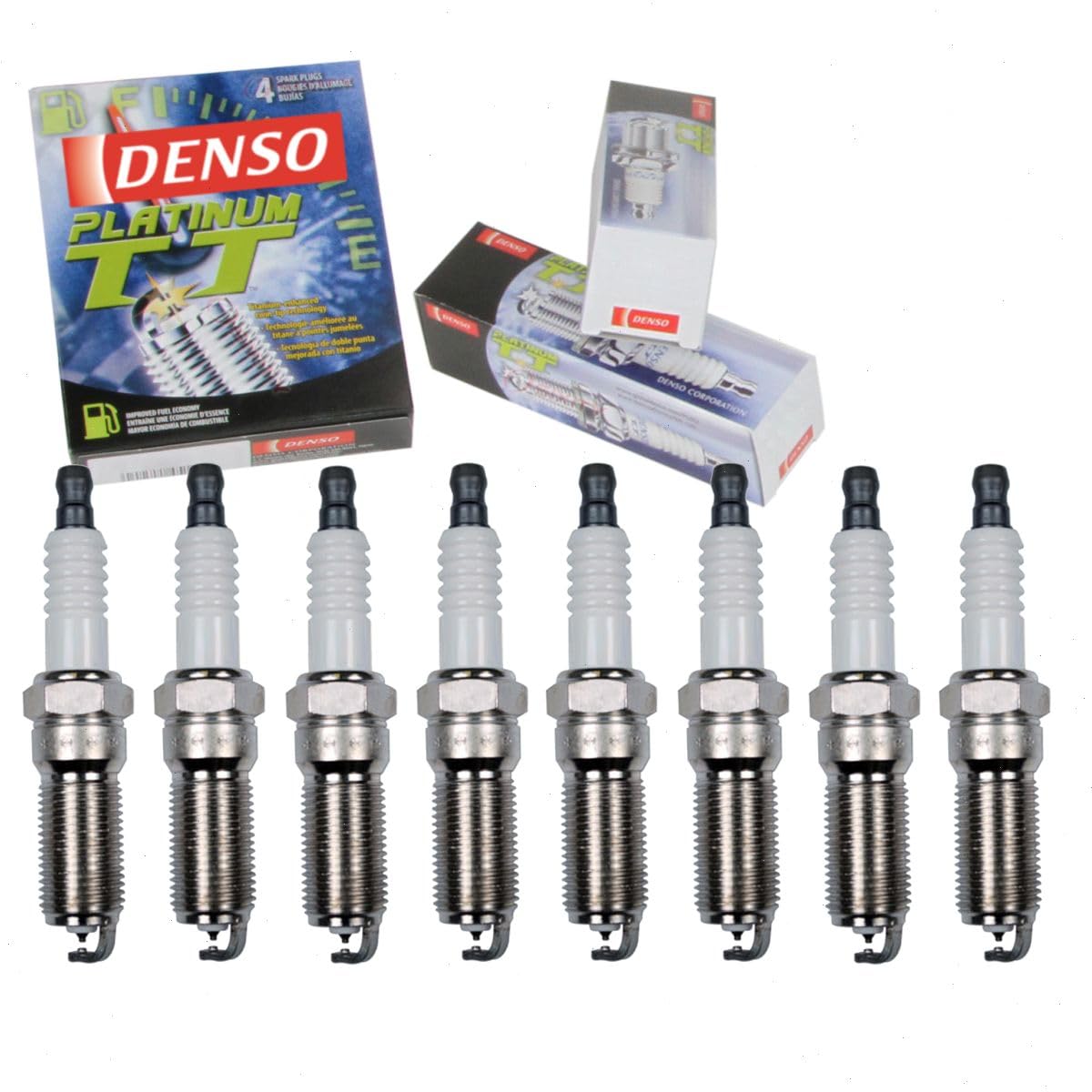 8 pc DENSO Platinum TT Spark Plugs compatible with Chevrolet Silverado 1500 5.3L 6.2L V8 2014-2017