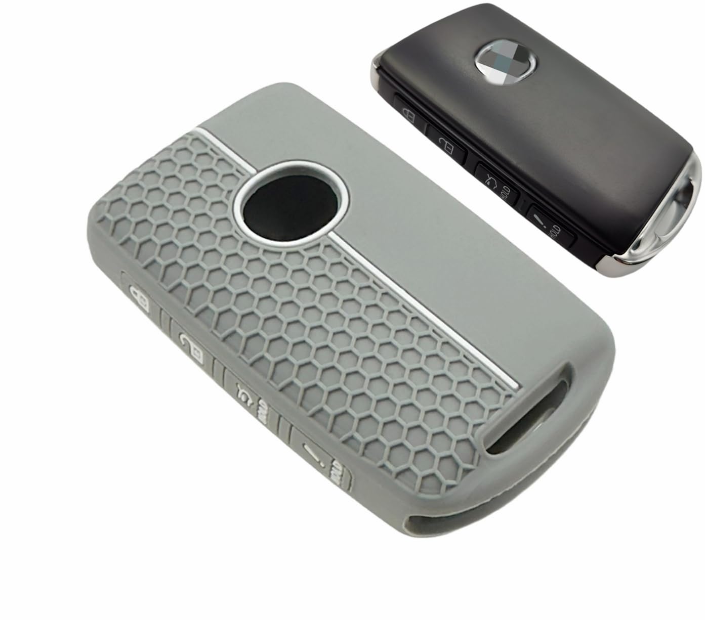REPROTECTING Silicone Rubber Key Fob Cover Compatible with 2019-2025 Mazda 3 6 CX-30 CX-5 CX-9 CX-50 (Black/Grey, 4 Buttons/Sili