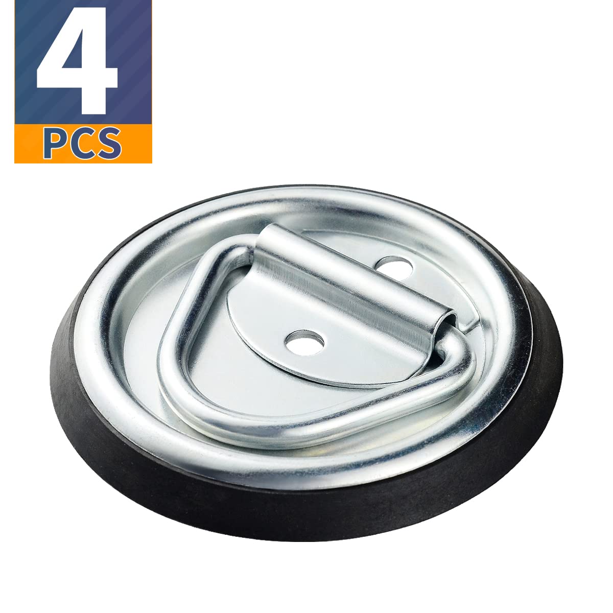 Jamiikury 4Pcs D-Ring Tie Down Anchors, 4 Inch Heavy Duty Tie Down Hooks Floor Flush Surface Mount For Trailers, Truck, Bed Brac