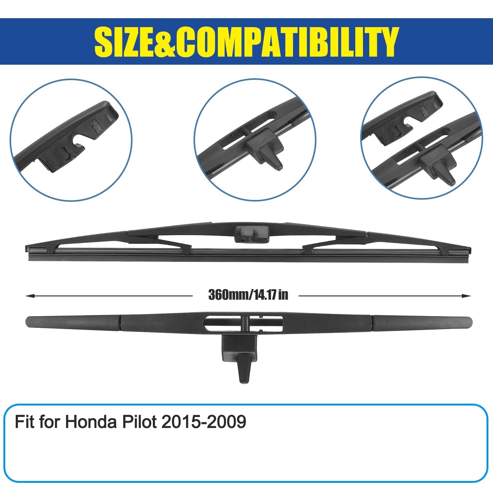 Gspscn 14'' Rear Wiper Blade Oem Quality Original Equipment Replacement For Honda Pilot 2015-2009 Back Windshield Wiper Blades (
