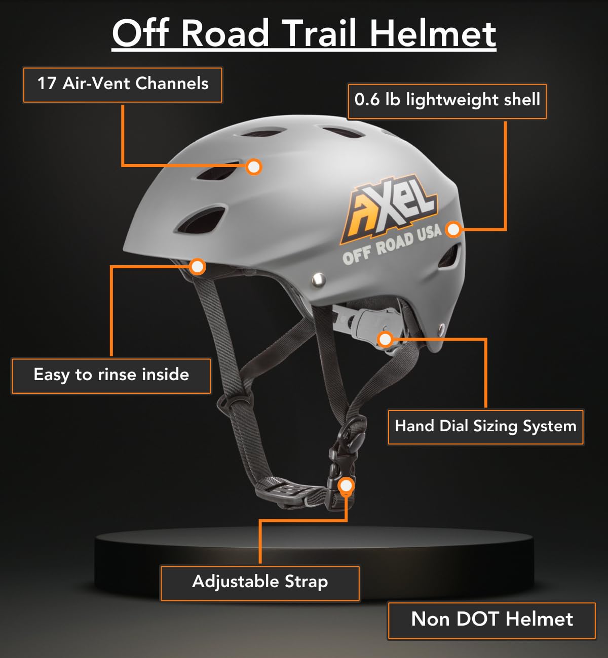 Axel Off Road Trail Helmet | Comfortable, Light & Adjustable Helmet for Off-Roaders and Rock Crawlers in a Jeep, UTV, SXS, Buggy