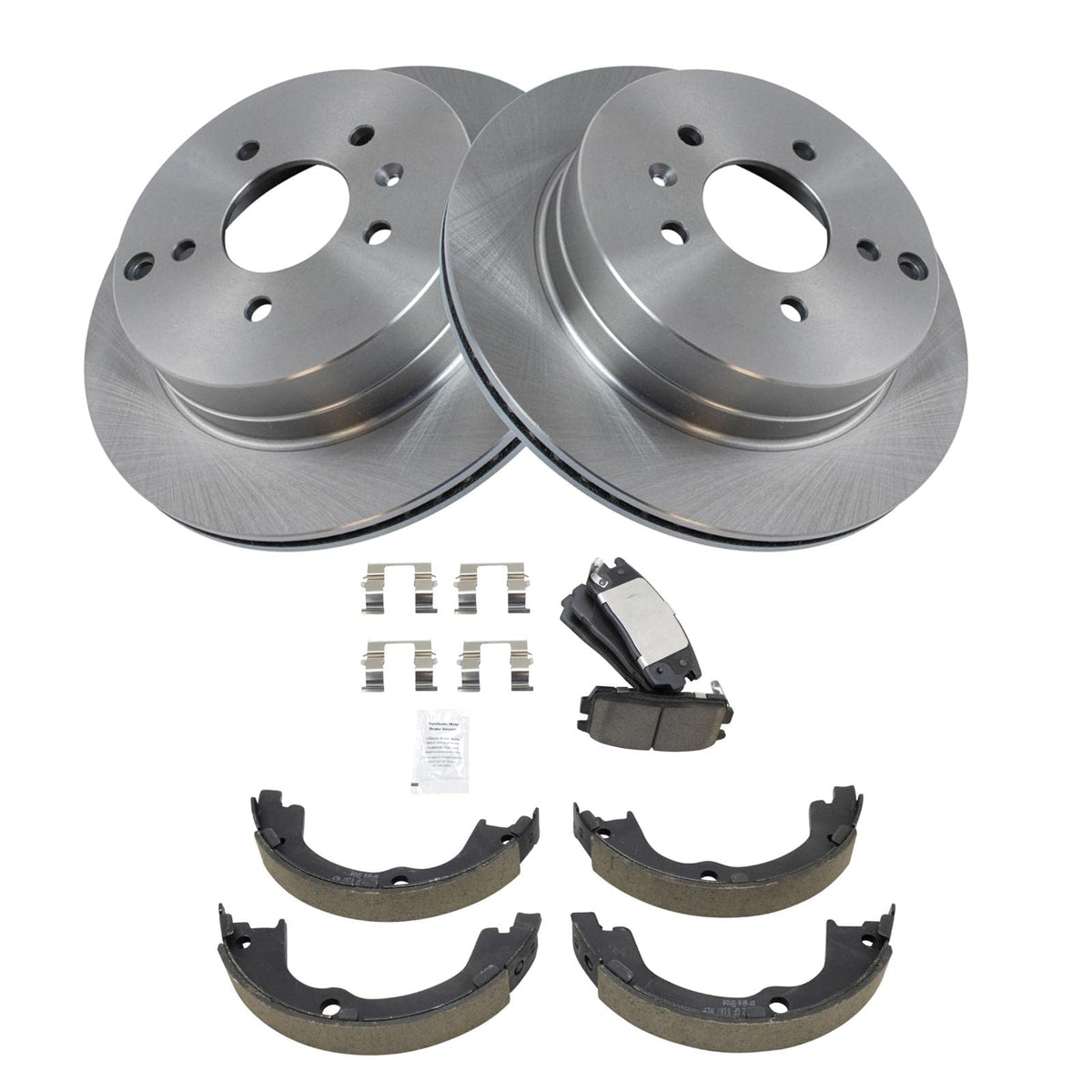 Trq Rear Brake Pad & Rotor Kit Brake Pads Brake Rotor Parking Brake Shoe Set Ceramic Compatible With 2015 Chevrolet Captiva Spor