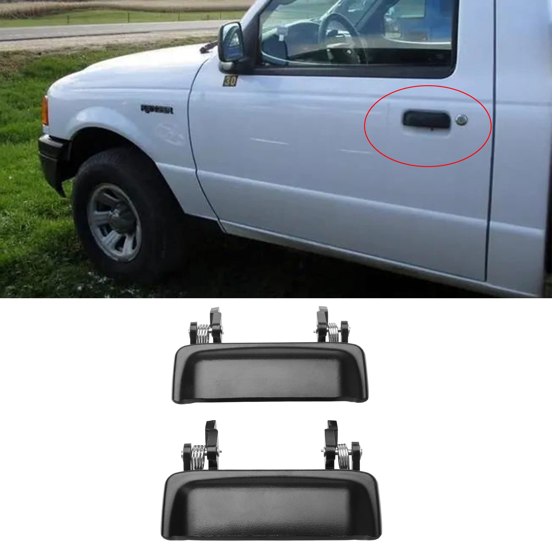 All Metal Exterior Door Handle Set, Compatible with 1998-2011 Ford Ranger, 01-10 Mazda B2300 B3000 B4000, Front Outside Left Dri