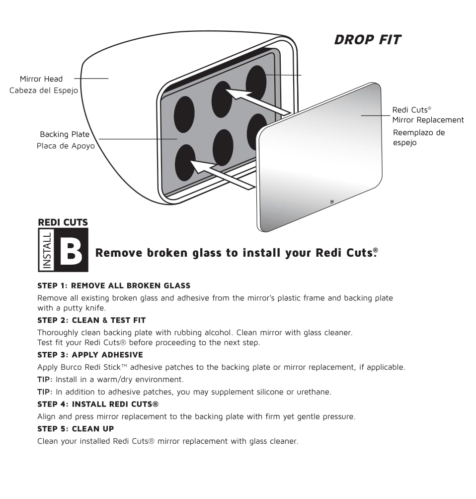 Burco 2411 Passenger Side Replacement Mirror Glass For 1979-1986 Ford Mustang, 1979-1986 Mercury Capri
