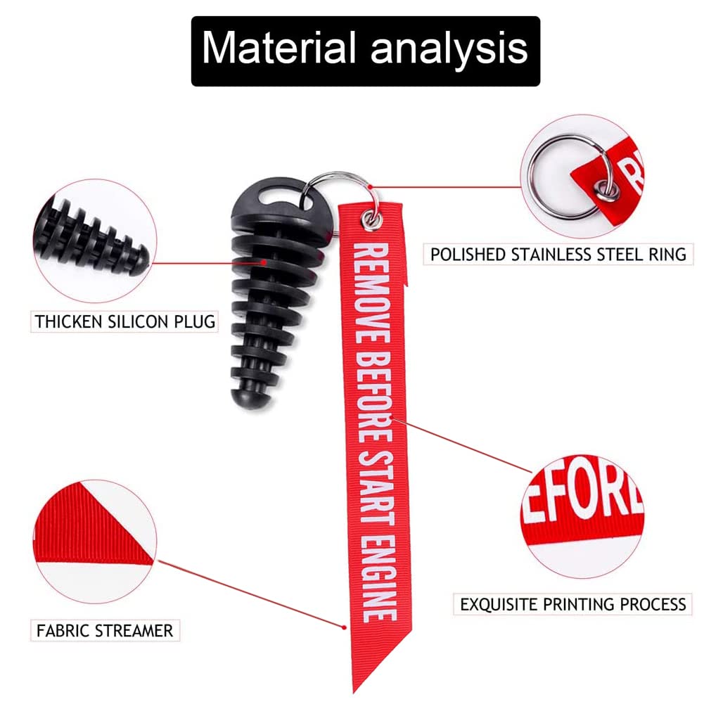 Melife 0.6''-1.5'' Muffler Exhaust Wash Plug, Motorcycle Dirt Bike 2 Stroke With Streamer Rubber Exhaust Silencer (2 Pack)