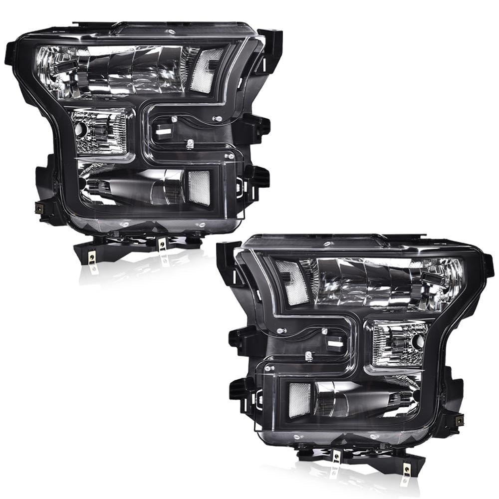 PIT66 Front Headlights Assembly Headlamps Pair Compatible with Ford F150 2015 2016 2017(Do not compatible with models with LED o