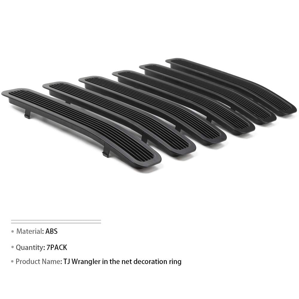 Rt-Tcz Clip-On Grille Front Mesh Grille Inserts For 1997-2006 Jeep Wrangler Tj & Unlimited (Tj-Black-01)