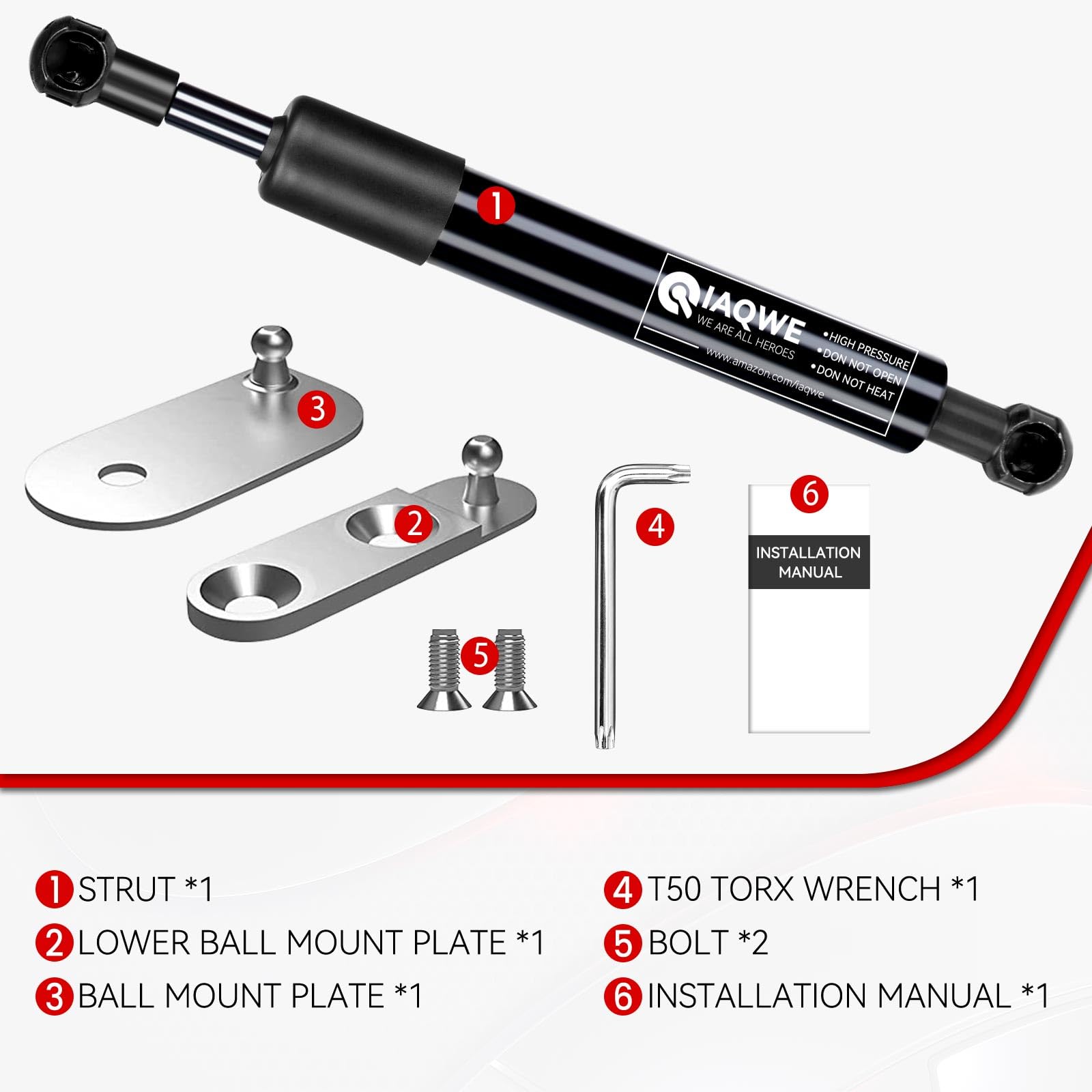 Iaqwe Truck Tailgate Assist 43206 Shock Fit For Ford Ranger 2019 2020 2021 2022 2023 2024, Heavy Duty Steel Tailgate Damper With