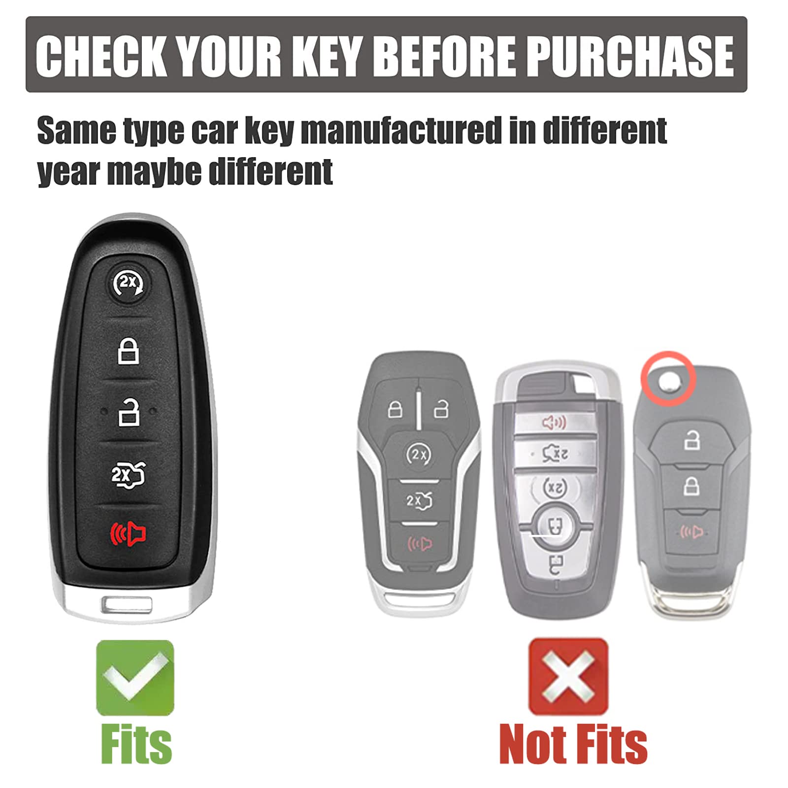 Gematay For Ford Key Fob Cover With Keychain Lanyard, Key Fob Protector Compatible With Ford C-Max Edge Escape Expedition Explor