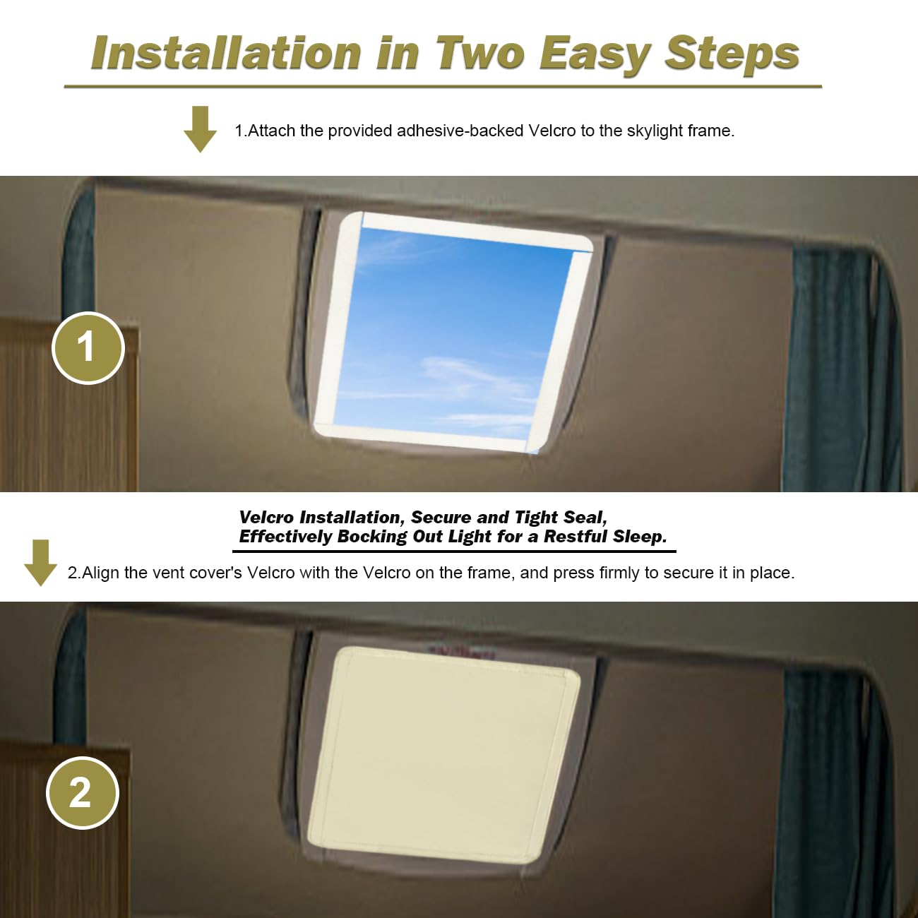 Rv Roof Vent Skylight Insulator Window Cover, Sun Blackout Fabric For Camper (16 X 16 Inch)- Beige