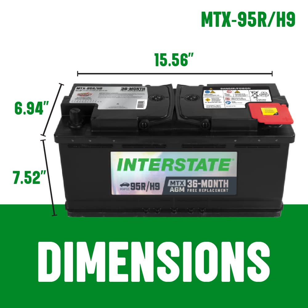 Interstate Batteries Automotive Battery 12V 100Ah (Group Size H9, 95R) 950CCA SLI AGM Automobile Replacement Battery for Cars, S