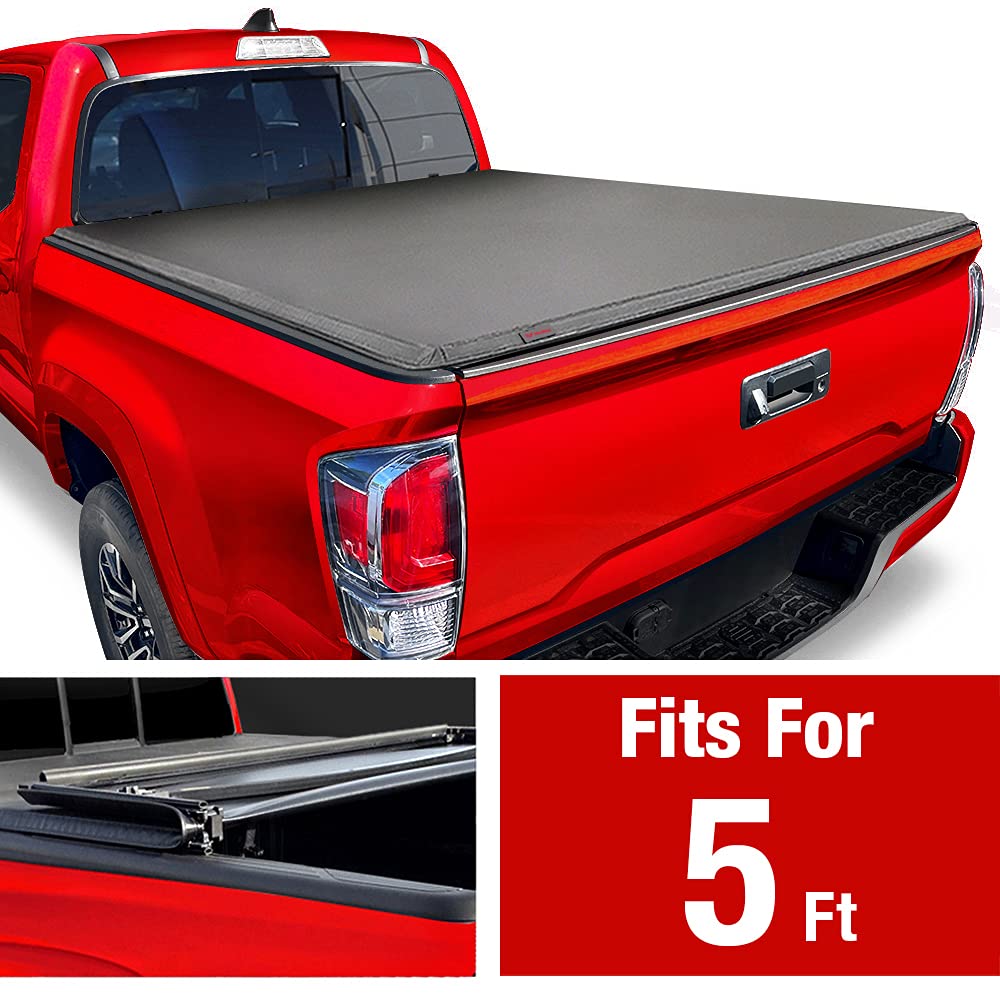 Maxmate Soft Tri-Fold Truck Bed Tonneau Cover Compatible With 2016-2023 Toyota Tacoma | 5' (60'') Bed | Tct371630