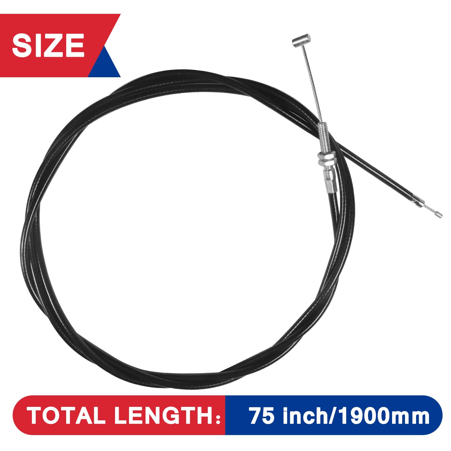 HOOUP 75'' 1900mm Straight Throttle Cable for 90cc 110cc 125cc Kandi GKA GKA2 Go Kart Black Widow Go Cart Yerf Dog Mini Bike Gas