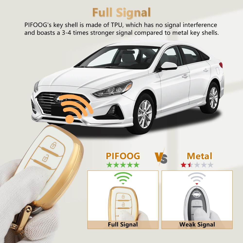 Pifoog For Hyundai Key Fob Cover 4 Button Sonata Tucson Ioniq Car Remote Keys Case Shell Protection Cute Bling Keychain Accessor