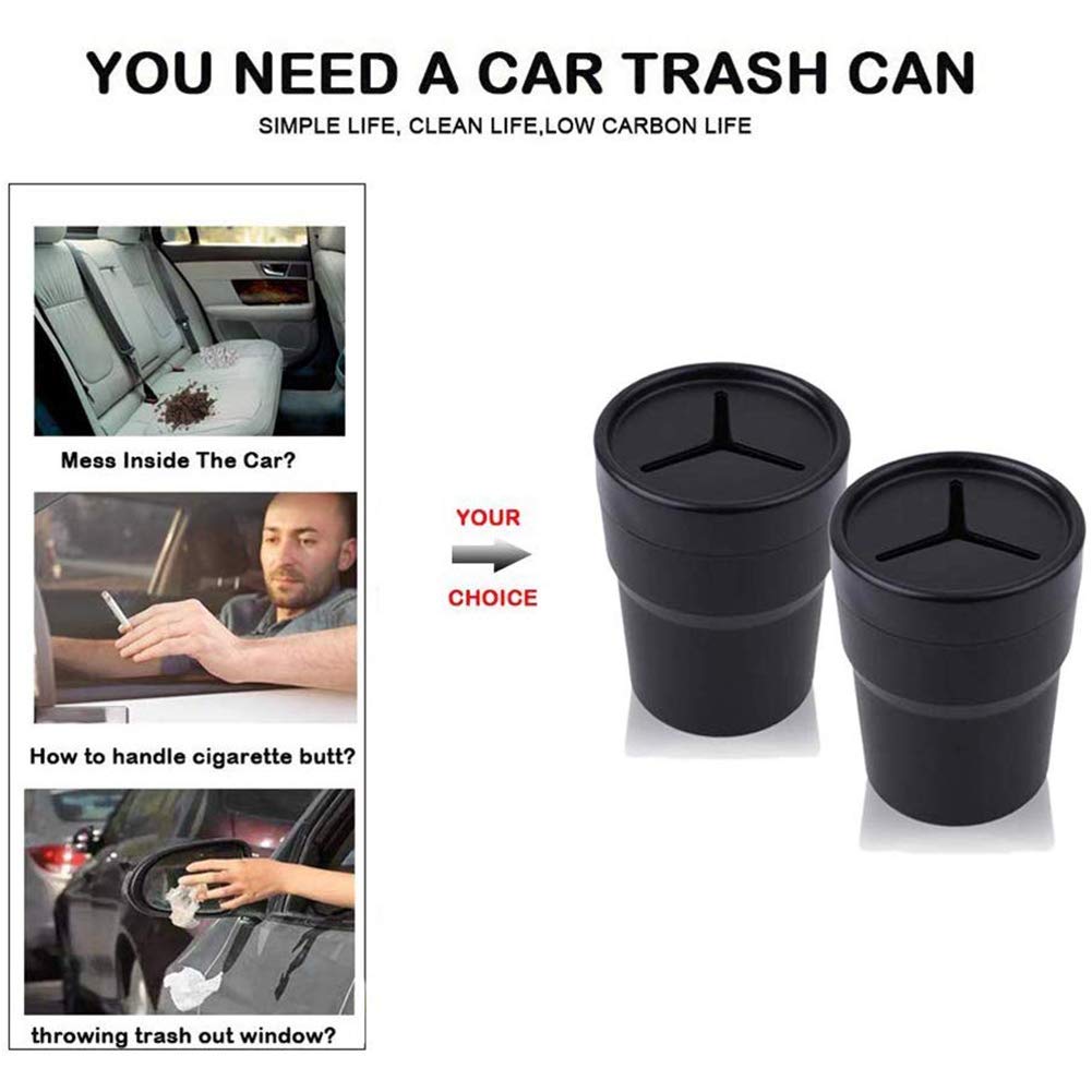 Fiotok Car Trash Can With Lid, Mini Auto Garbage Can Leakproof Vehicle Trash Bin Fits Cup Holder In Console Or Door For Automoti