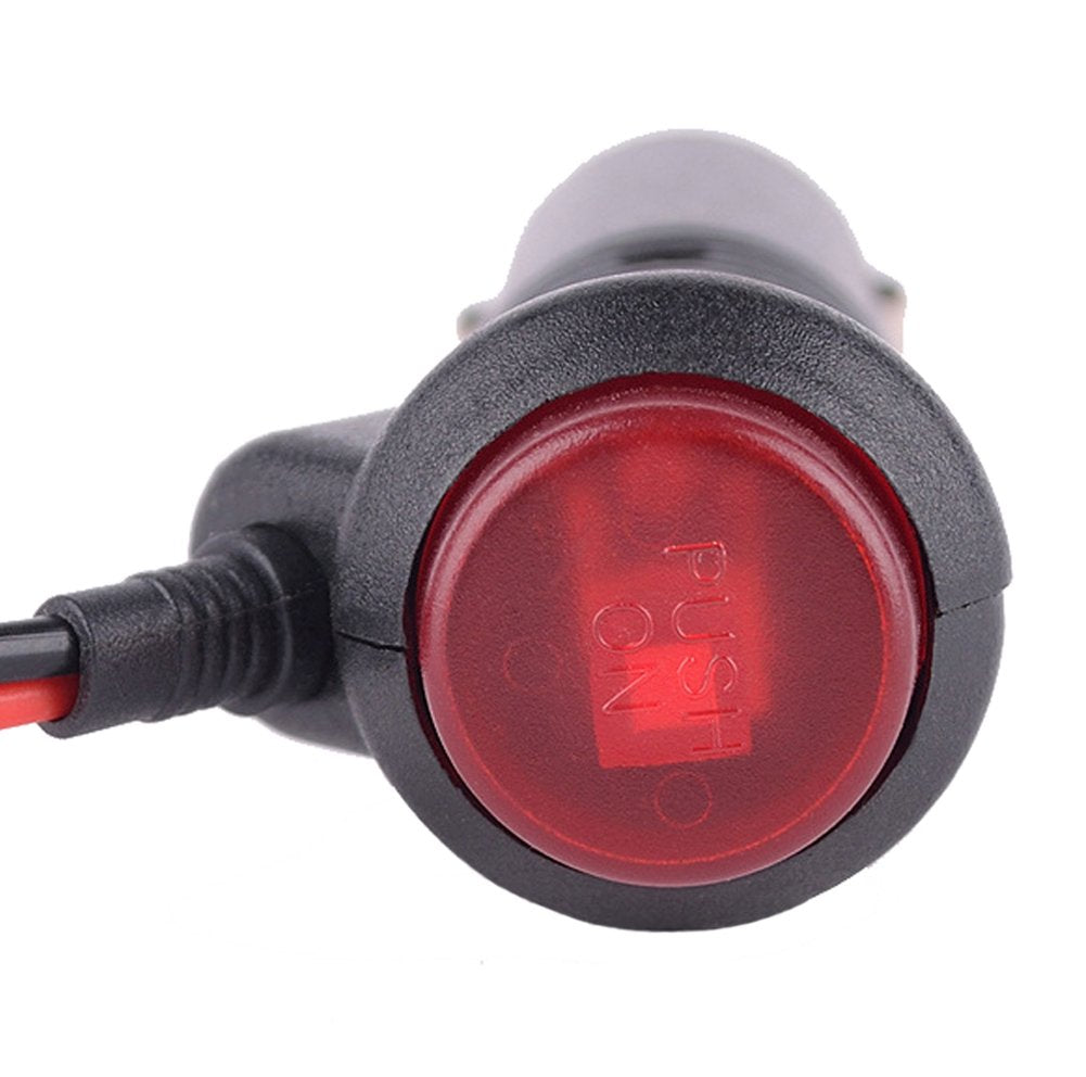 Carviya Car Motorbike/Motorcycle 12V Cigarette Lighter Power Supply Adapter Plug Cable with Switch Button Built-in 5A Fuse (1.5