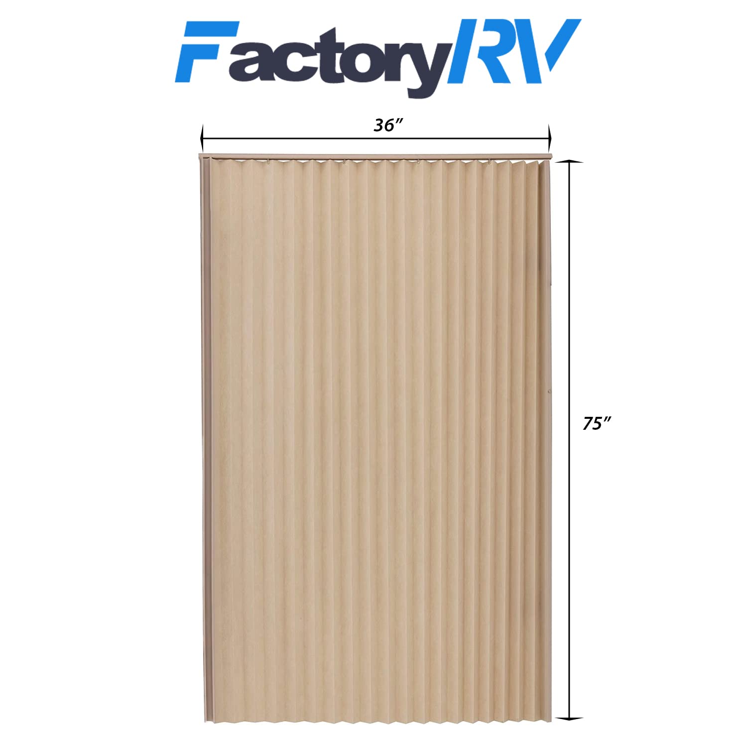 Camper Comfort RV Pleated Folding Door | 36 W x 75 H, Tan