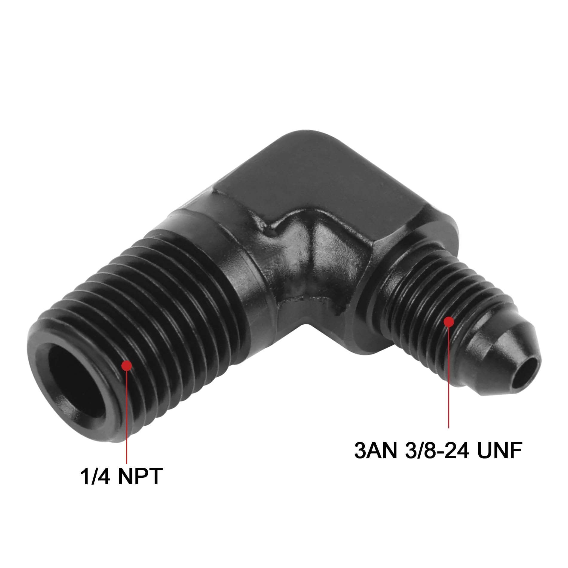 Evil Energy 3An Male Flare To 1/4'' Npt Pipe 90 Degree Fitting Adapter Aluminum Black 2Pcs