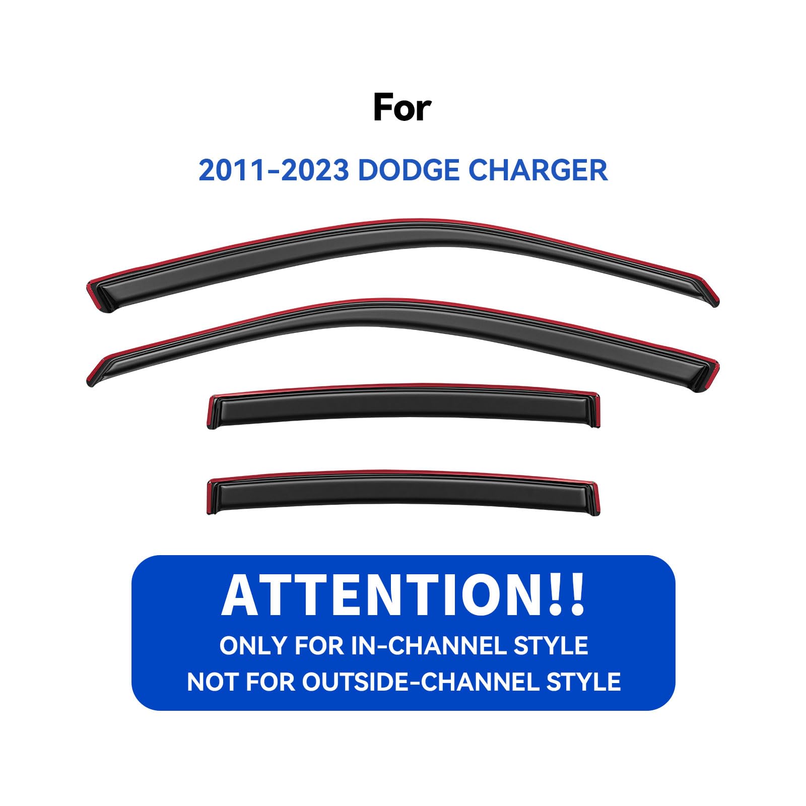 in-Channel Window Visors Rain Guards for 2011-2023 Dodge Charger, Window Vent Wind Deflectors Visors Shades for 11-23 Charger (N