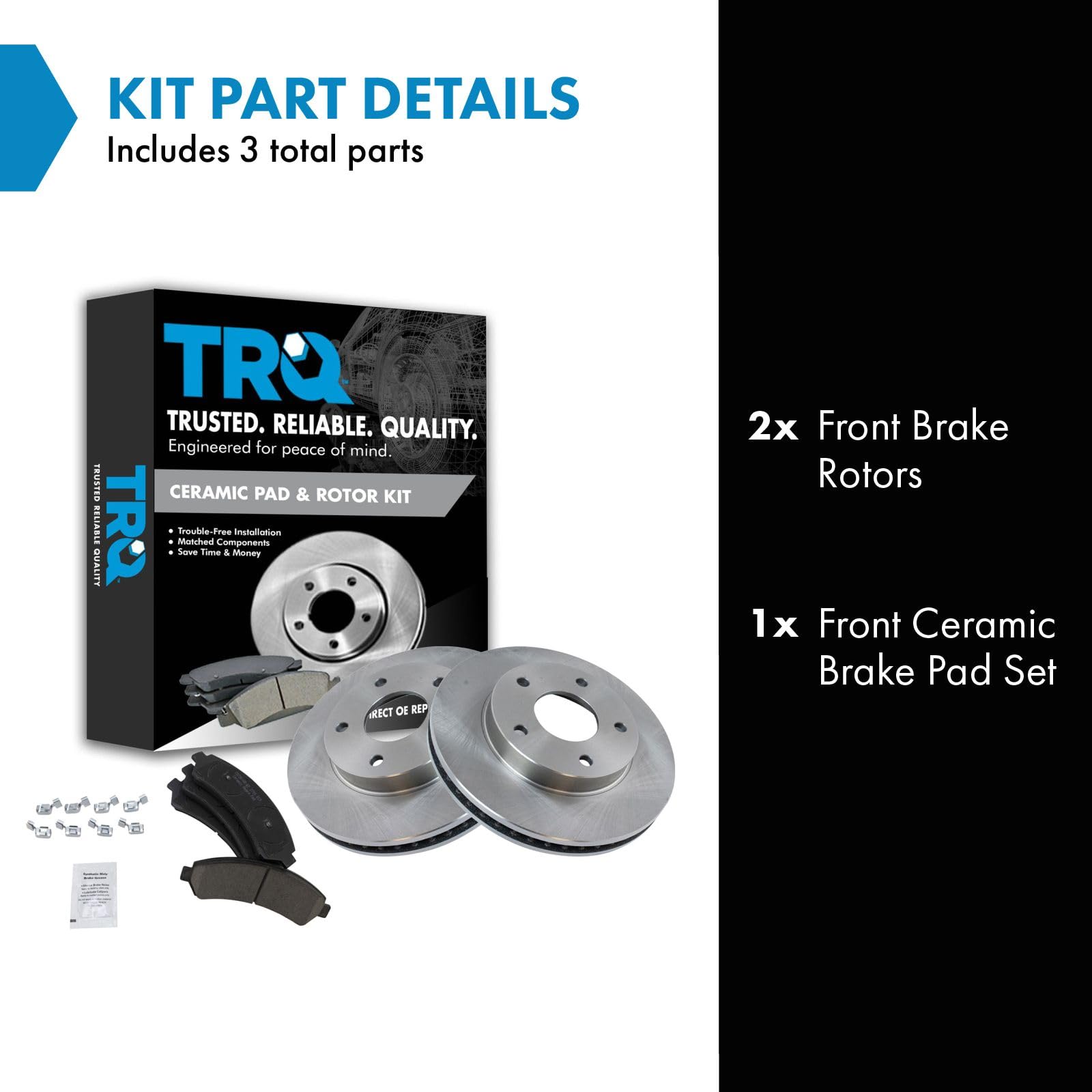 Trq Front Brake Pad & Rotor Kit Brake Pads Brake Rotor Ceramic Compatible With 1997-2005 Chevrolet Blazer 1998-2004 S10 1997-200
