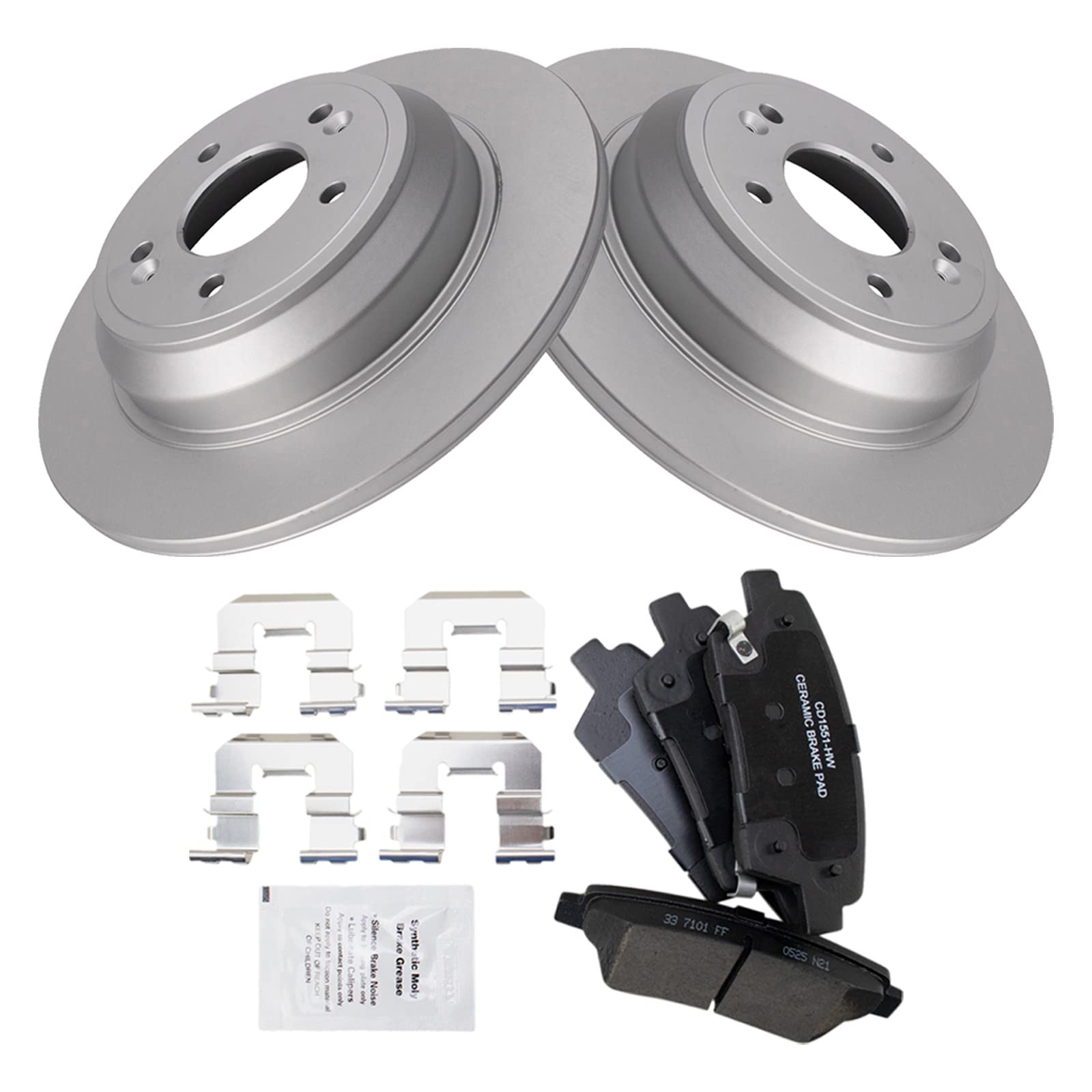 Trq Rear Brake Pad & Rotor Kit Brake Pads Brake Rotor Ceramic Premium G-Coated Compatible With 2017 Genesis G80 2010-2016 Hyunda