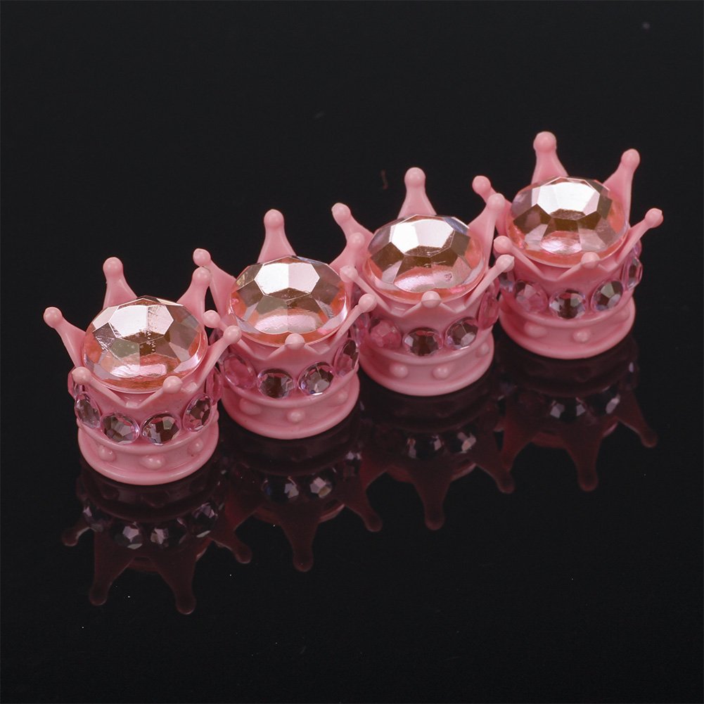Otostar Pure Handmade Bling Bling Rhinestones Tire Valve Stem Caps 4 Pack (Pink/Pink)