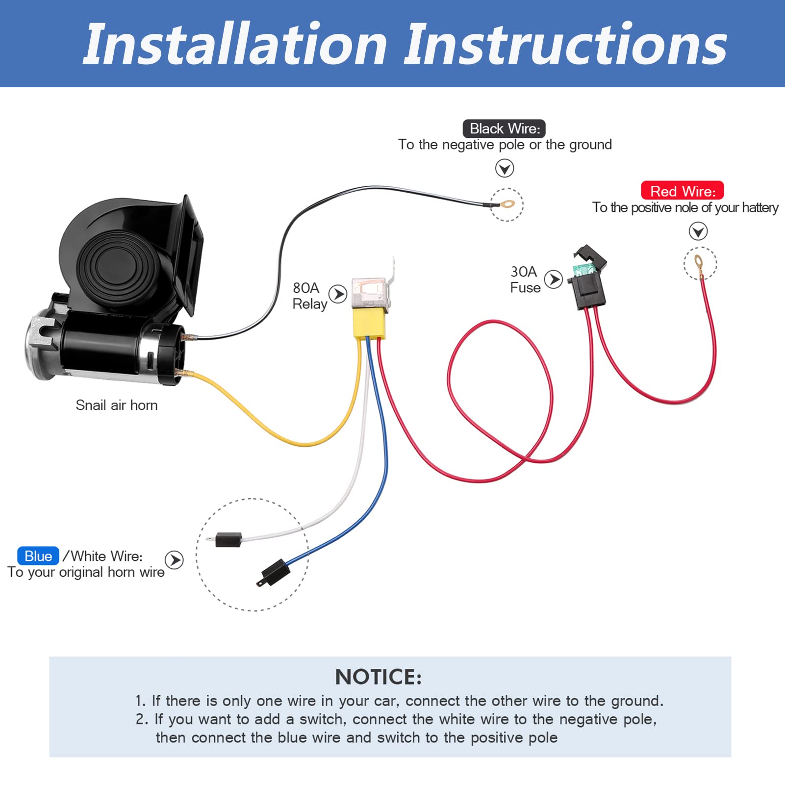 Hk Train Horn Air Horn For Truck, 12V 150Db Snail Electric Train Horn With Automotive Relay And Wiring Harness For Any 12V Vehic