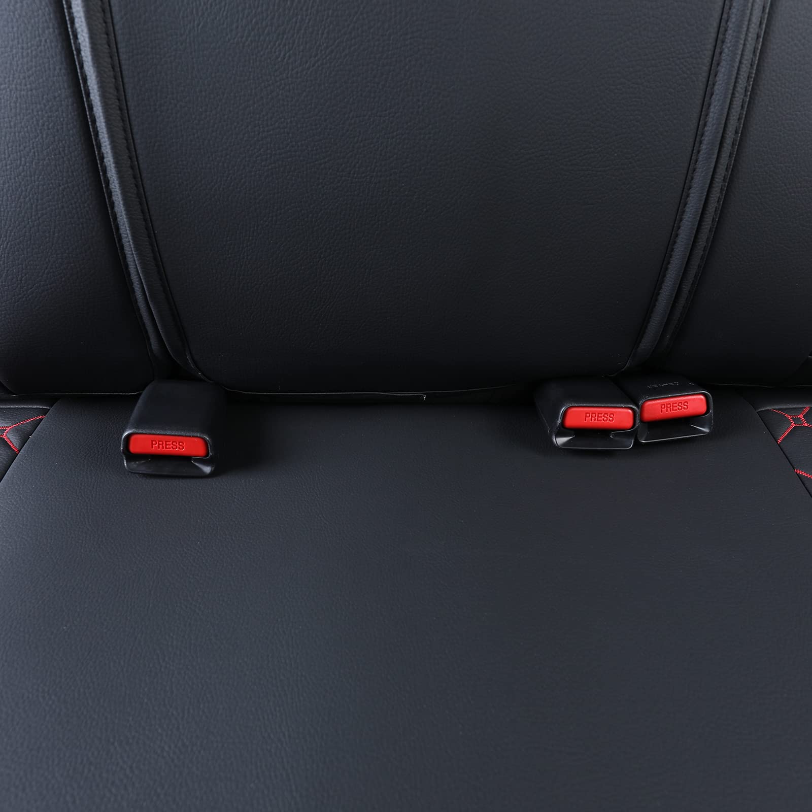 Tomatoman Tacoma Seat Covers Customized For 2005-2024 Sport Extended Access Cab Pickup Truck, Waterproof Faux Leather Car Cushions(Rear Seat, Black-Red)