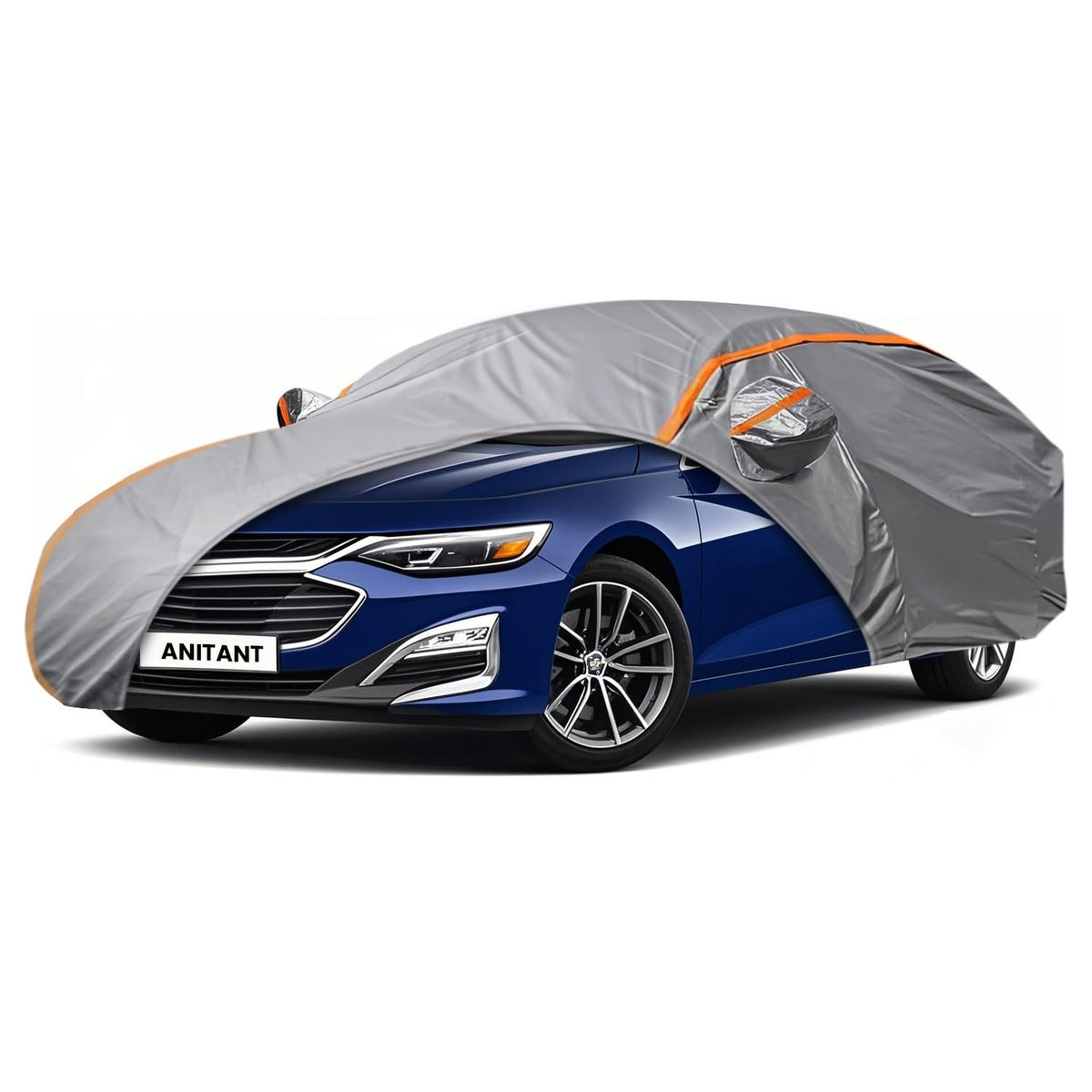 ANITANT Custom Fit Chevrolet Chevy Malibu Car Cover 1997-2025 Outdoor Waterproof Car Cover All Weather with Door Zipper Cotton L