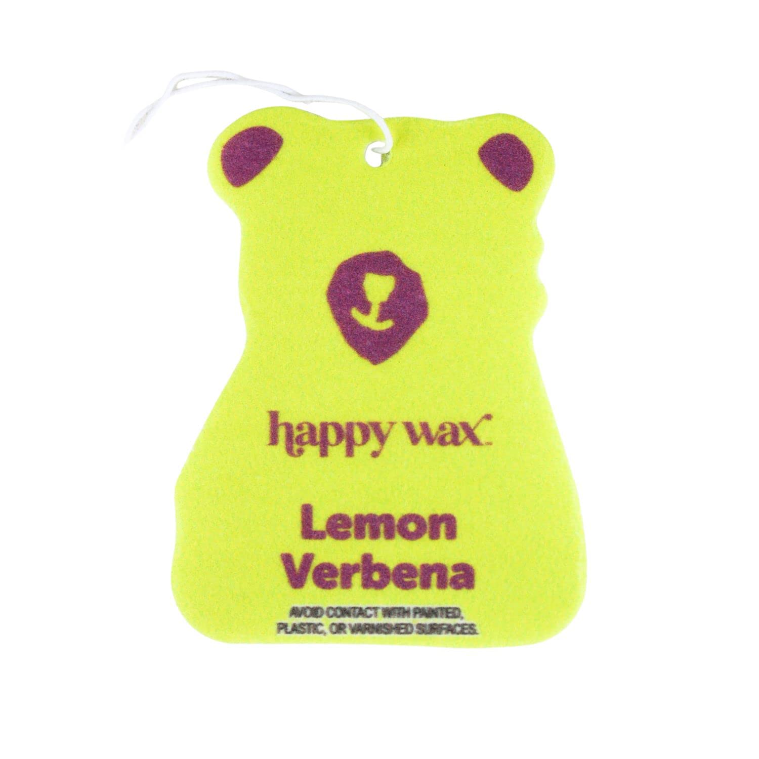 Happy Wax Lemon Verbena Hanging Car Cub Air Freshener - Scented and Infused with Natural Essential Oils - Cute 4-Pack