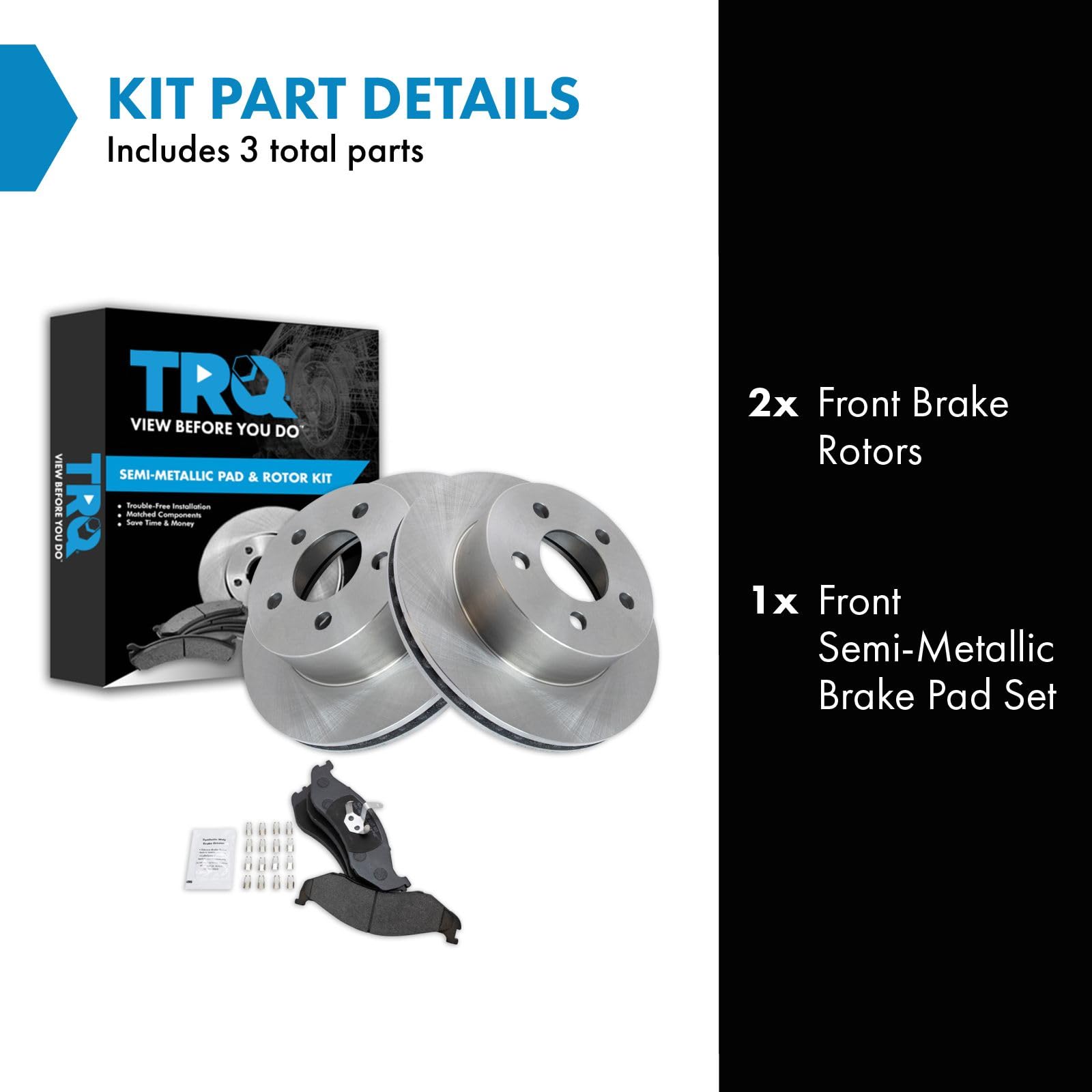 Trq Front Brake Pad & Rotor Kit Brake Pads Brake Rotor Semi-Metallic Compatible With 1999-2001 Jeep Cherokee 1997-2006 Wrangler