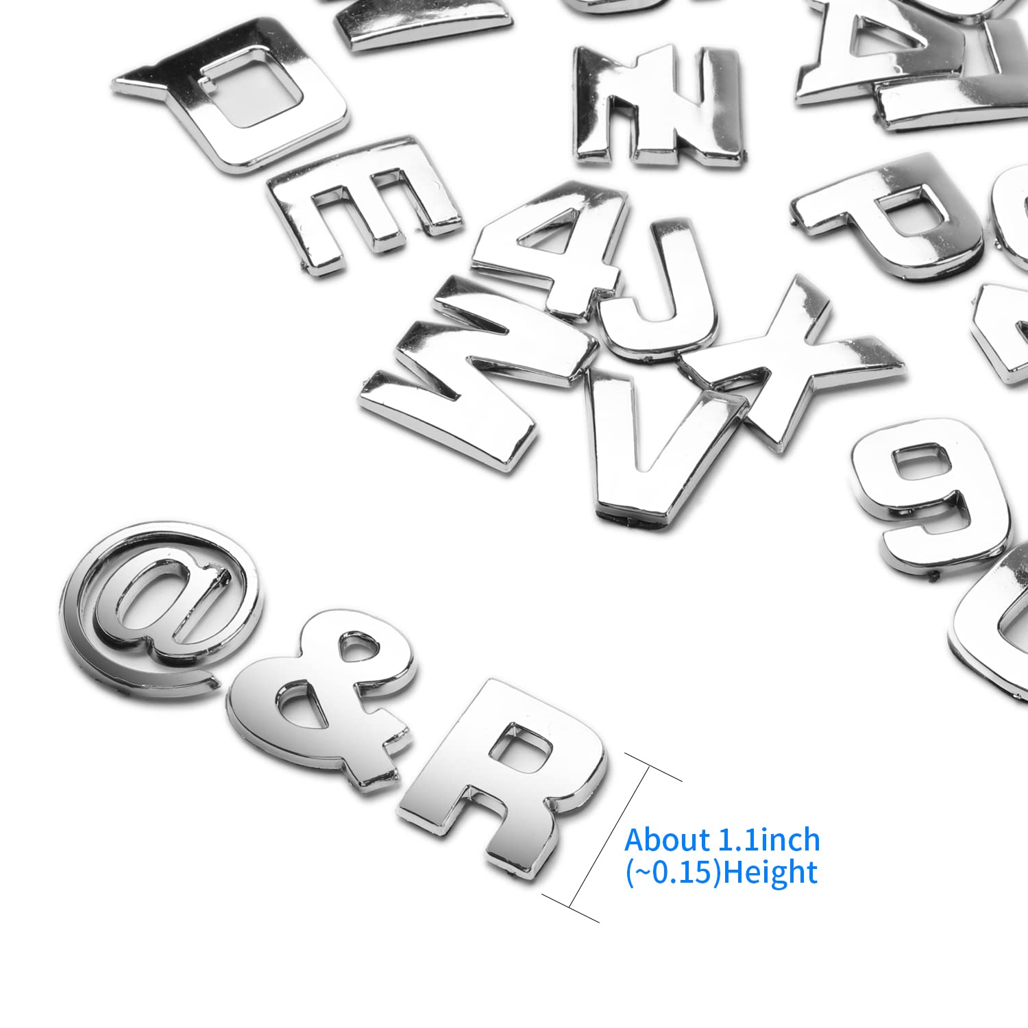 Lamoutor 43Pcs Car Emblem Letters Sticker Diy 3D Chrome Number Symbol Badge Decal