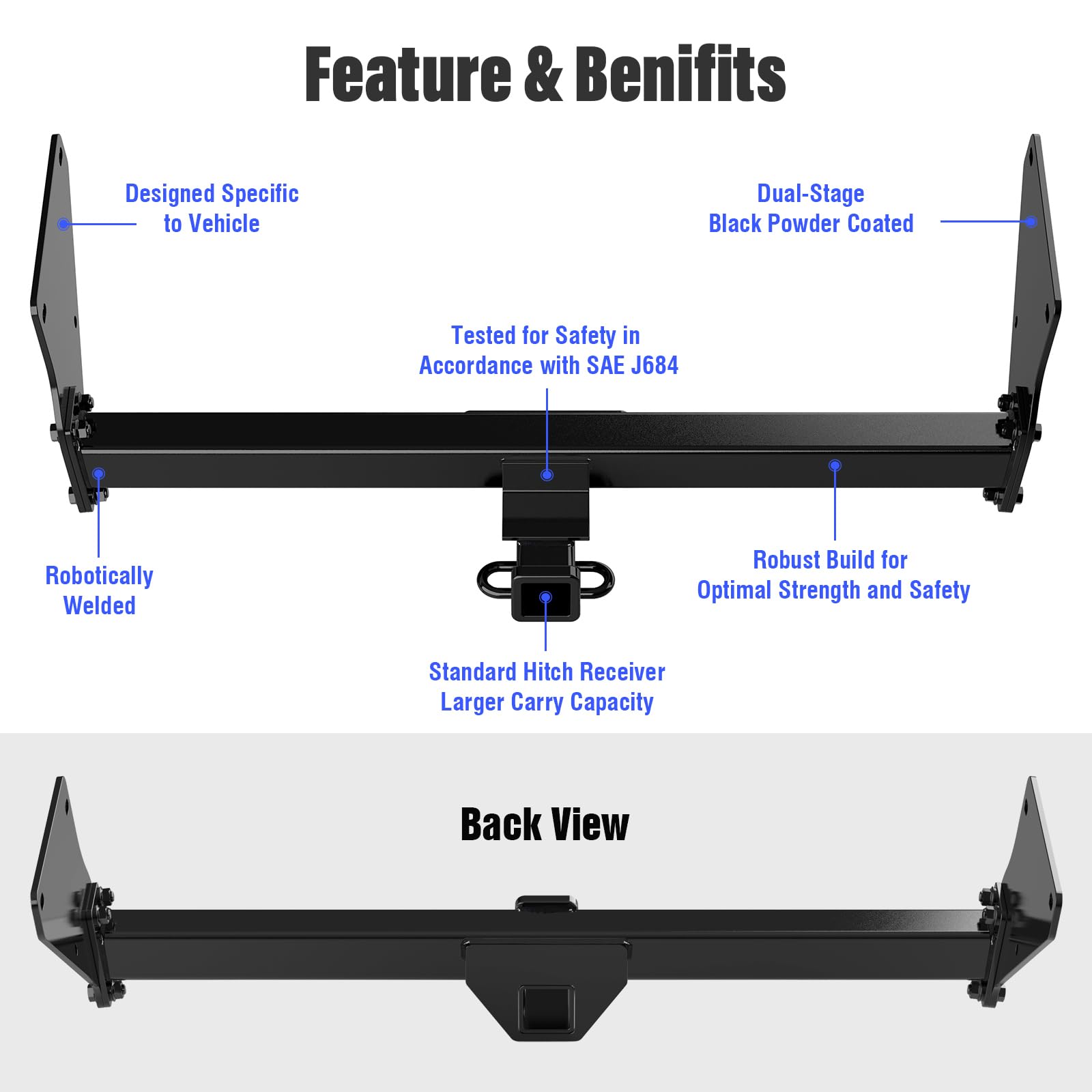 APS Rear Trailer Hitch, 2 inch Towing Hitch Receiver Class 3 Hitch Cover Included Compatible with Toyota RAV4 2019-2024