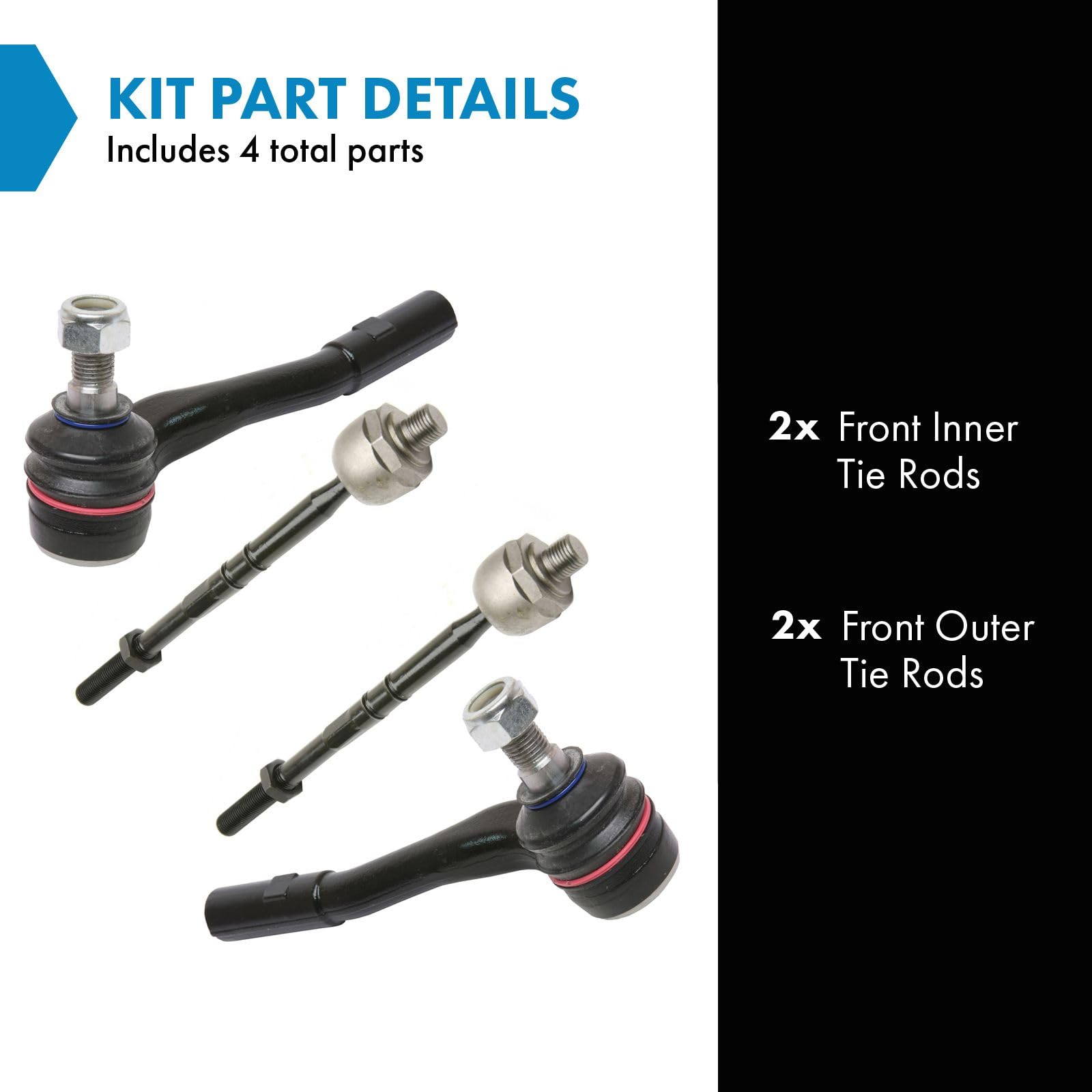 Trq Front Steering Tie Rod End Inner Outer Kit Set 4Pc For Mb Mercedes C Clk Series Rwd Rear Wheel Drive