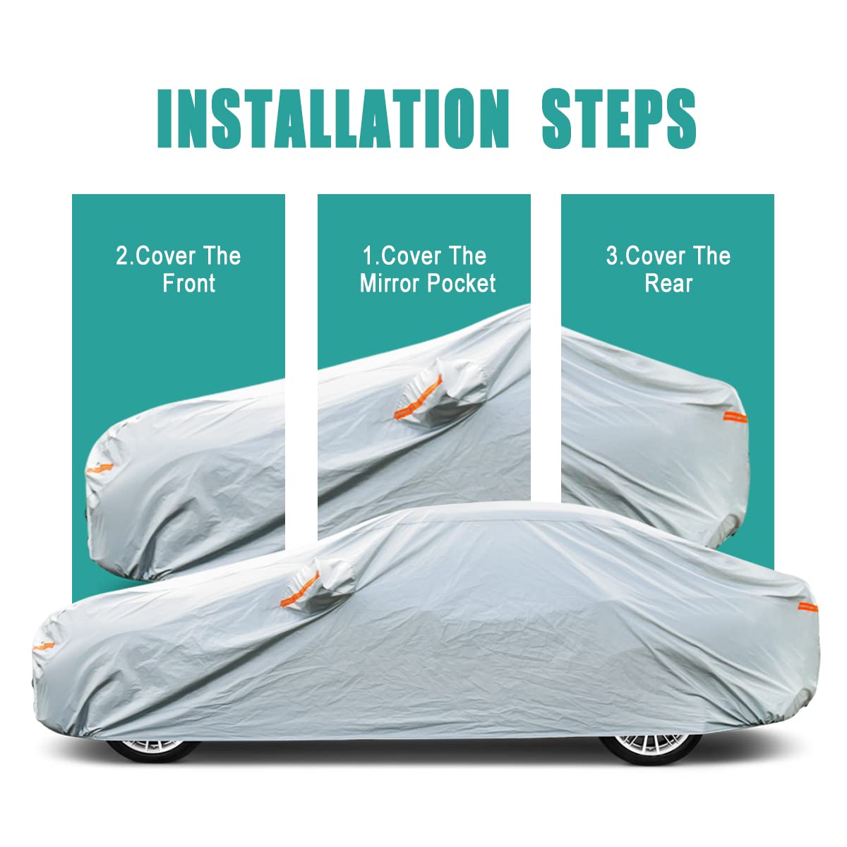 Gunhyi 6 Layer Car Cover Waterproof All Weather For Automobiles, Heavy Duty Full Exterior Cover Universal Fit Toyota Corolla, Ho