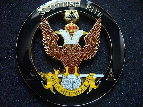 Delux Masonic Scottish Rite 33Rd Degree Wings Up Cut Out Alloy Car Emblem